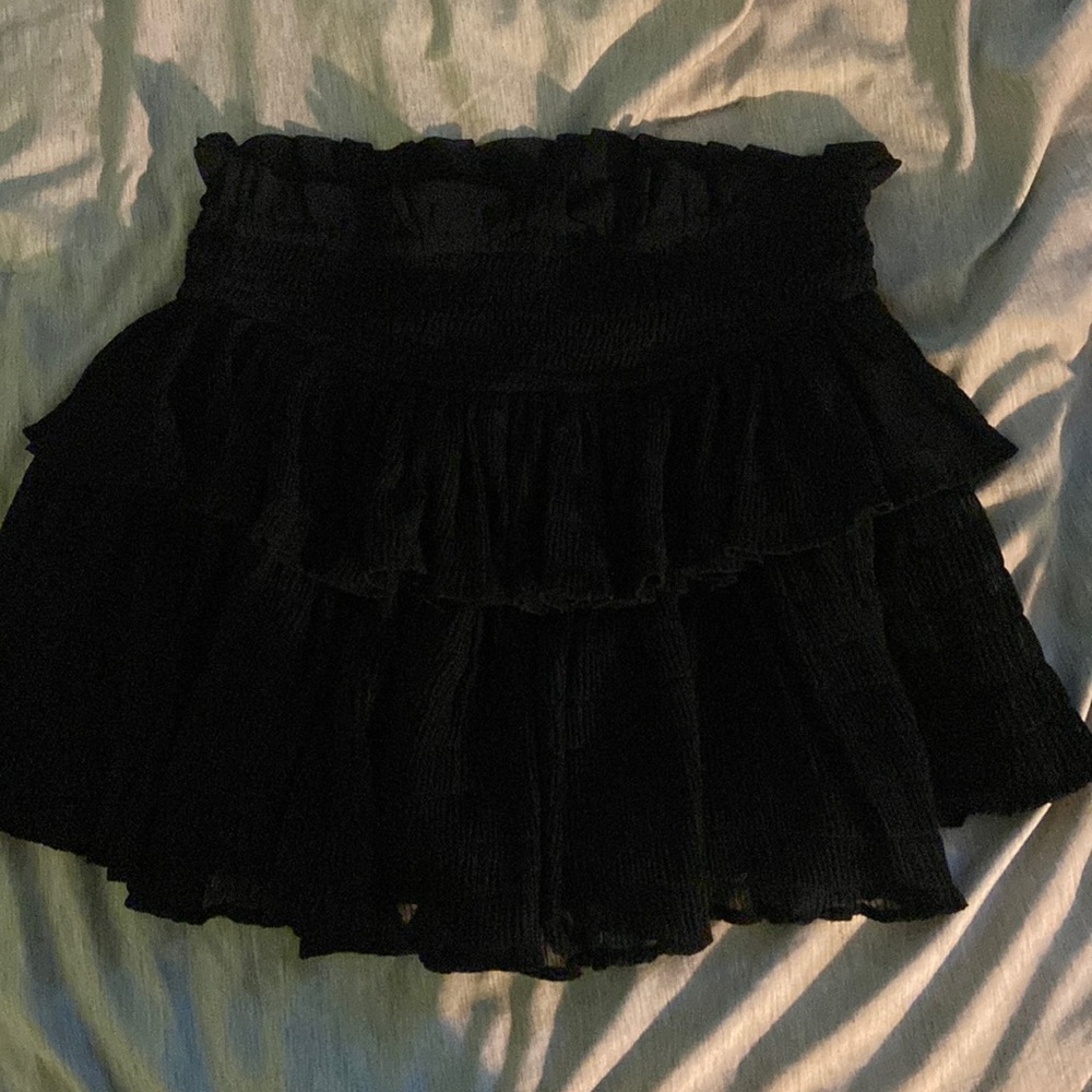Black Tiered Ruffle Mini Skirt